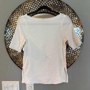 NWOT Madewell Elbow-Sleeve Boatneck Tee White (size small)
